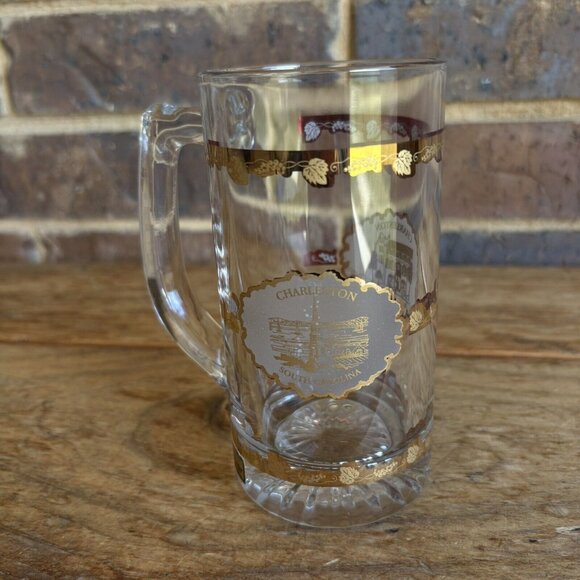 Culver Glass 22k Gold Charleston South Carolina Beer Mug - Picture 3 of 11